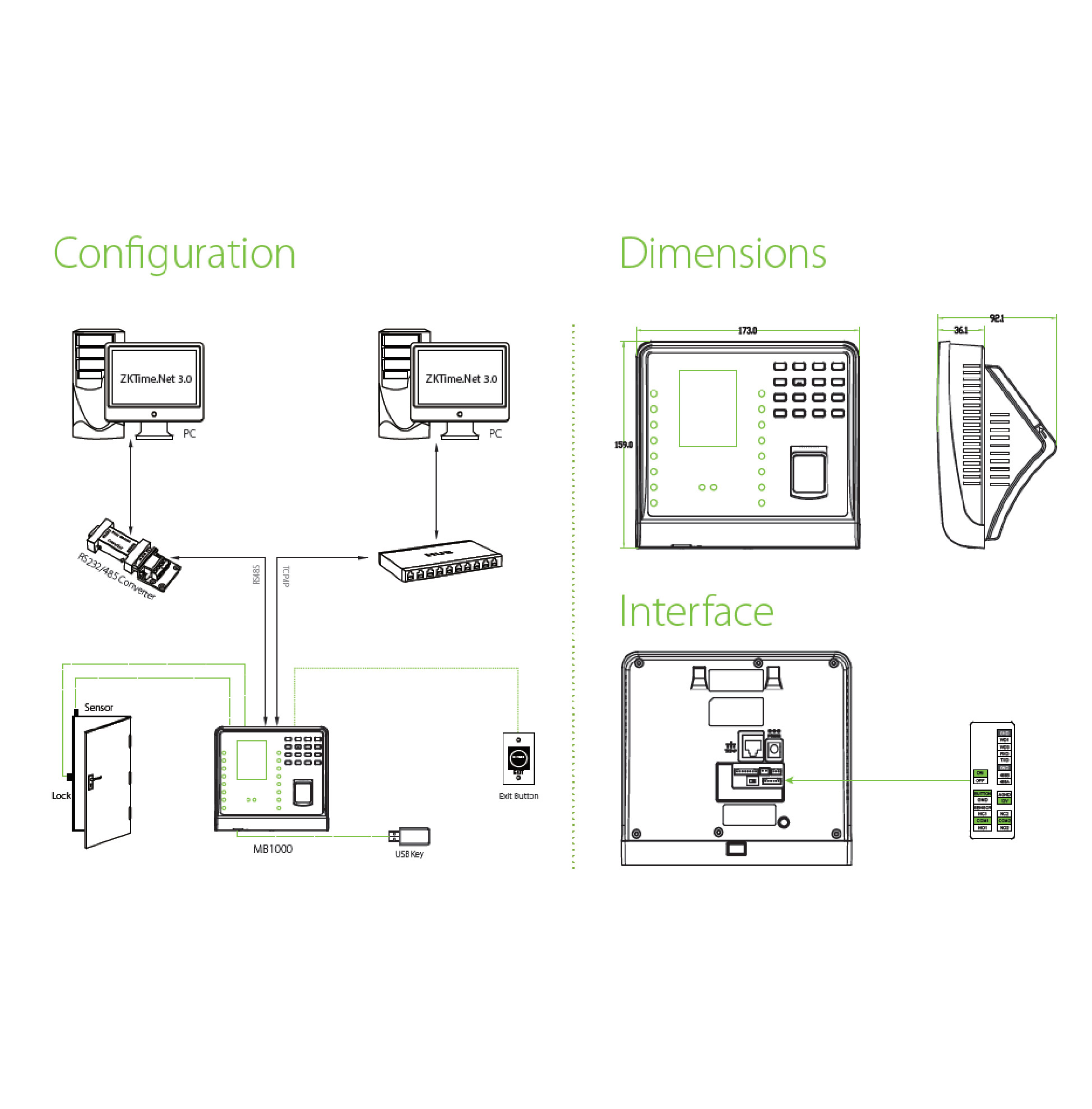 ZKTeco MB1000 Biometric Fingerprint/Face/RFID Time Attendance Terminal