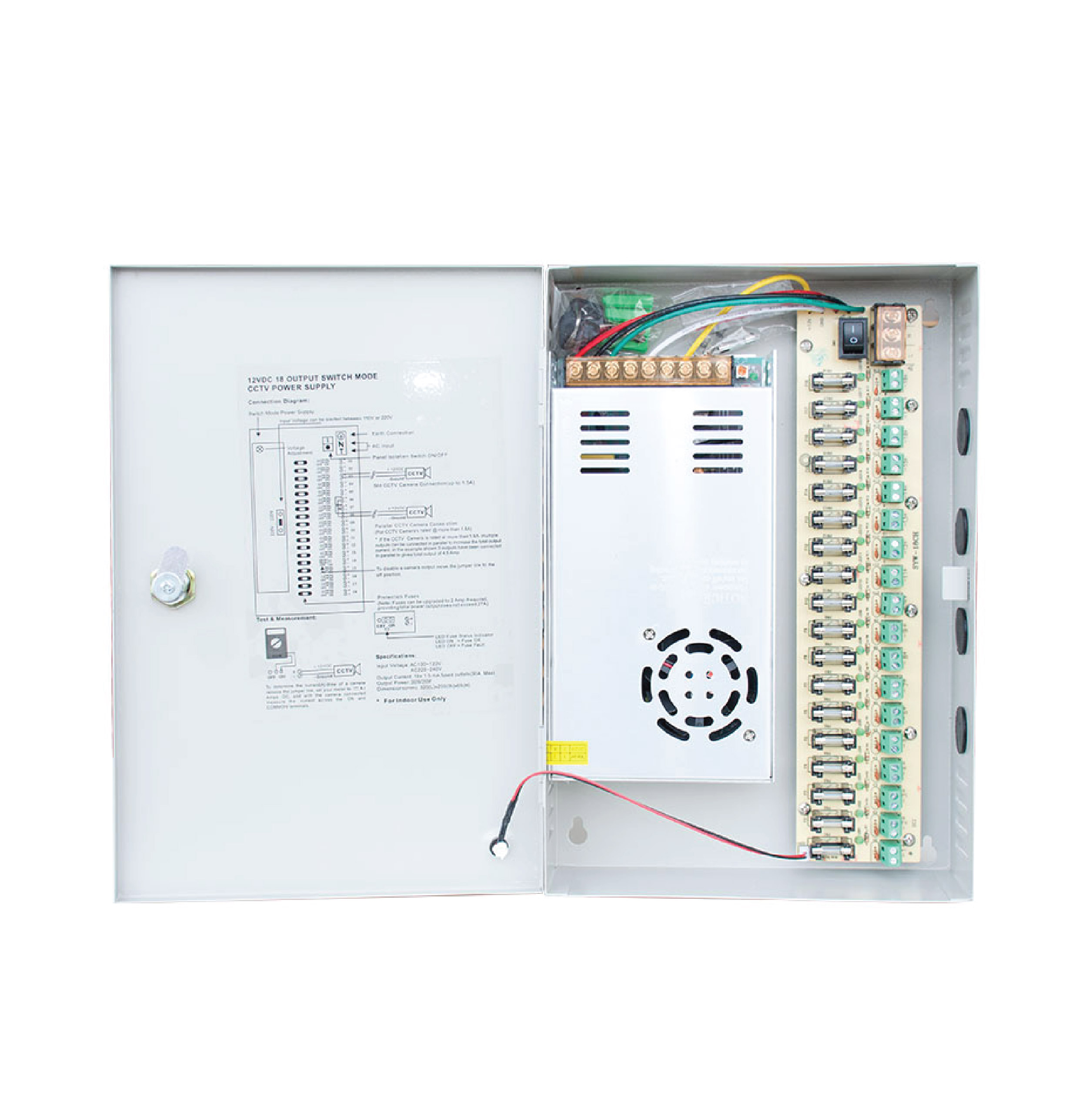 NN-PWS-PWS3018CHS 12V 30A 18ch CCTV Power Supply with Metal Enclosure