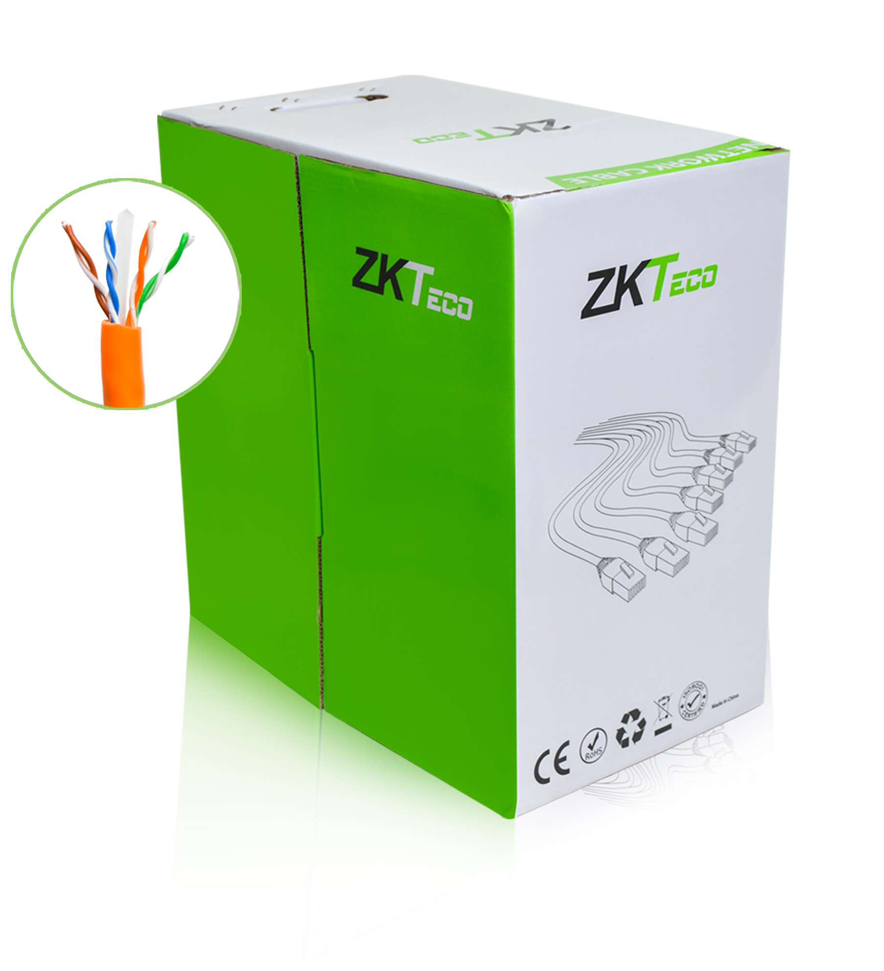ZKTeco XL600-CRP-Z-O Pure Copper CAT6 UTP Network Cable with Orange Color