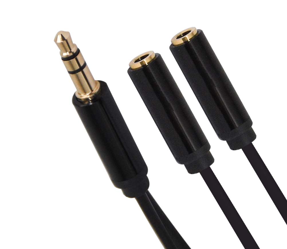 JINGHUA A326A 0.2m 1-Male to 2-Female 3.5mm Audio Converter Cable
