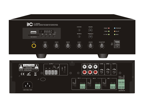ITC T-B40 40W Mini Digital Mixer Amplifier with MP3, USB/TF & Bluetooth