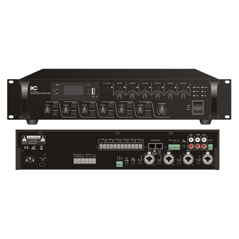 ITC TI-1206S 120W 6-Zones Mixer Amplifier with Mp3
