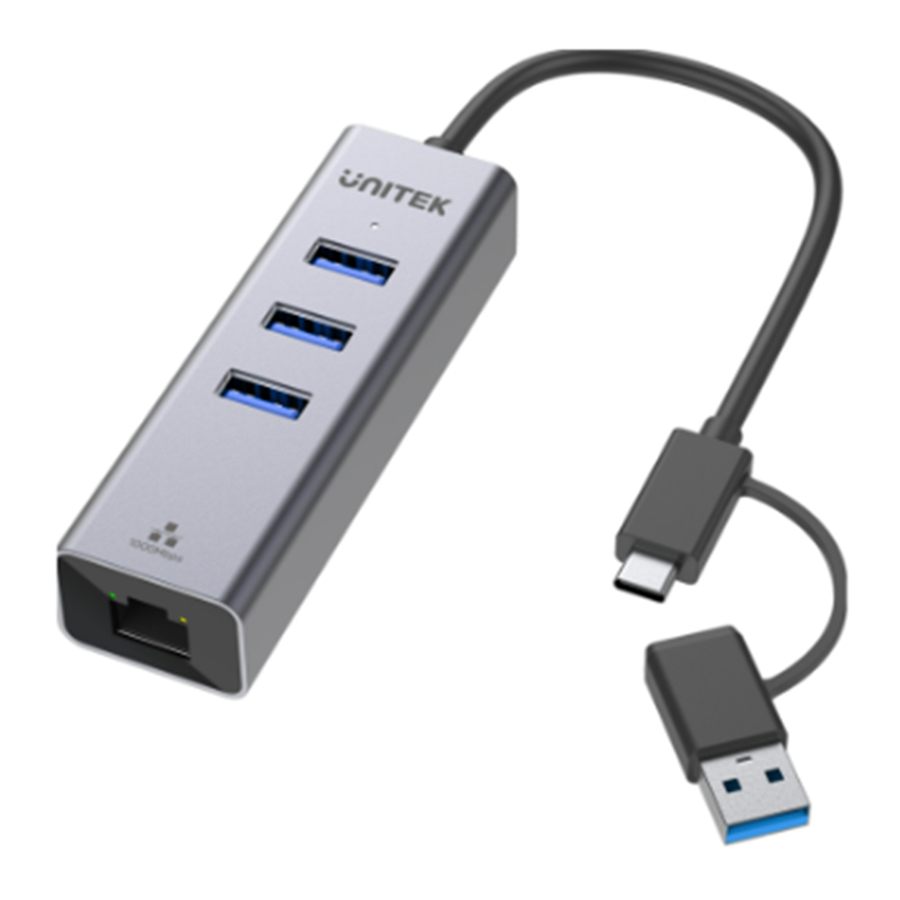 UNITEK Y-3088B 4-in-1 (Three USB 3.0 + Gigabit Ethernet) Ethernet Hub