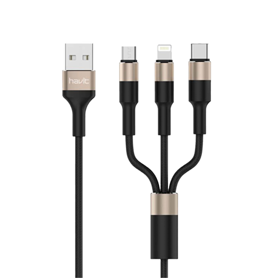 HAVIT H691-B&G 3-in-1 Micro/Lightning/Type-C to USB Cable