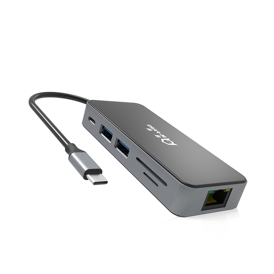 M-PARD MD090 Type-C TO USB3.0*1+USB2.0*4+SD/TF+ 100 Mbit/s NIC +PD+HDMI 4K 0.2m 