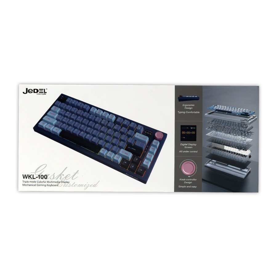 JEDEL WKL-100 Triple mode Colorful Multimedia Display Mechanical Gaming Keyboard
